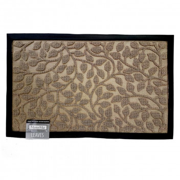 MASTERMAT DARK BEIGE LEAVES EXTERIOR COVERED INTERIOR MAT 450X750MM