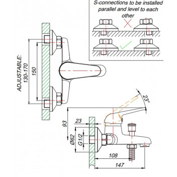 BATH MIXER MIXED - SOLID STD OFFSET.