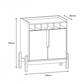 LIZZ BAR CABINET 2XDOOR CEDAR WHITE