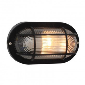 EUROLUX E27 BLACK OVAL GRID PLASTIC BULKHEAD 230V