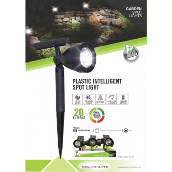 SOLARMATE INTELLIGENT PLASTIC SOLAR SPOT LIGHT 20 LUMENS
