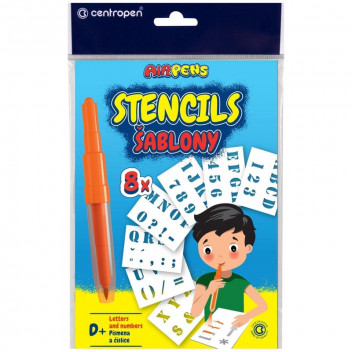 ALPHANUMERIC KIDDIES STENCIL 8PIECE