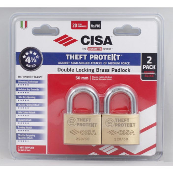PADLOCK 50MM 2PP KEYED ALIKE 2201050KX2BLST THEFT PROTEKT  CISA