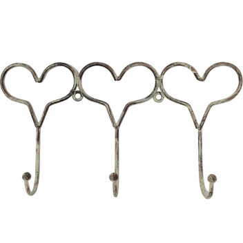 METAL HEARTS HOOK 3HOOKS 28X5X17CM