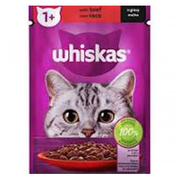 WHISKAS SINGLE CAT FOOD BEEF IN GRAY 85G