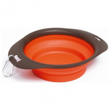 VALEMOUNT LARGE ORANGE SILICONE FOLDABLE TRAVEL PET BOWL