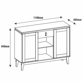 DIAMANTE BUFFET CABINET CEDAR WHITE 2XDOOR 1XDRAWER