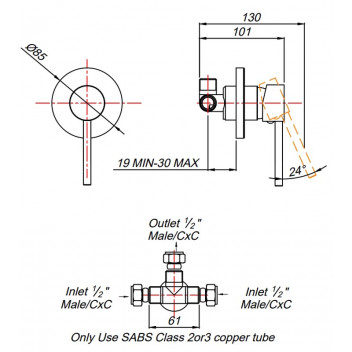 CONCEALED SHOWER MIXER.