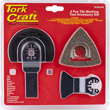 TORK CRAFT QUICK CHANGE OSCILLATING TILE WORKING ACCESSORY KIT 4 PIECE