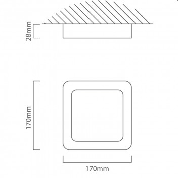 EUROLUX CEILING LIGHT SQUARE WHITE 170MM 3000K