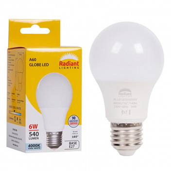 RADIANT LED BULB A60 E27 6W 4000K