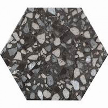 TERRAZZO BLACK & WHITE HEGAGON MOSAIC 100X100MM