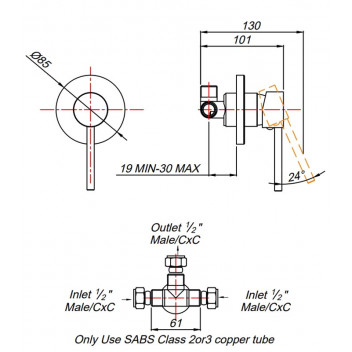 CONCEALED SHOWER MIXER.