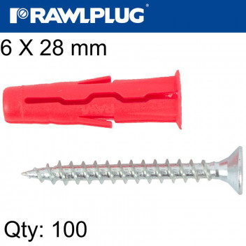 Universal Plug Uno 6 X 28mm 50 Pack