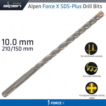 ALPEN FORCE X 10.0 X 210/150 SDS-PLUS DRILL BIT X4 CUTTING EDGES