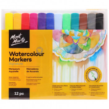 WATERCOLOUR TRI GRIP CRAFT MAKER PENS IN CASE 12PIECE