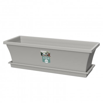 SEBOR LIGHT GREY PLASTIC SILL PLANTER AND SAUCER 50CM