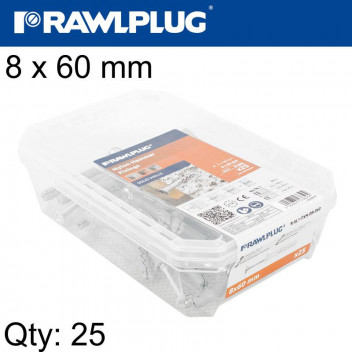 HAMMER IN FIXING COUNTERSUNK HEAD 8X60MM 25PIECE TUB