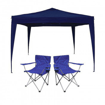AFRITRAIL GAZEBO 3X3M + 2 CHAIR COMBO BLUE