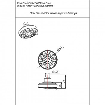 BLUTIDE ROSE SHOWER 4 FUNCTION CHROME 90MM.