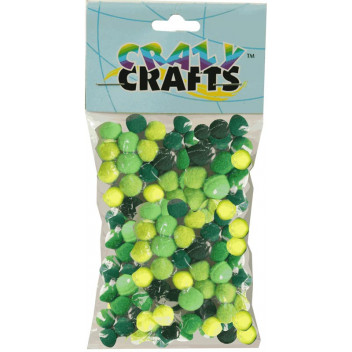 GREEN AND YELLOW POM POMS CRAFT 10MM 120PIECE