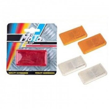 MOTOQUIP RED OBLONG SELF ADHESIVE REFLECTOR (PAIR)
