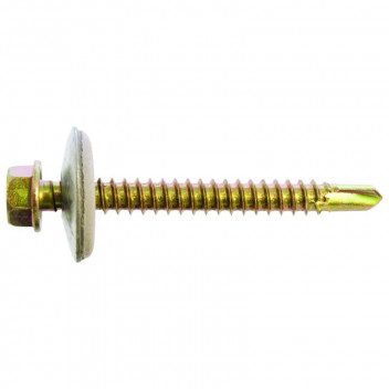 SELF DRILL ROOF SCREW AND BONDED WASHER 12X65MM 100PIECE