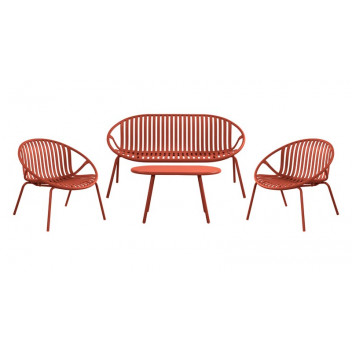 LISBON PLASTIC AND METAL TERRACOTTA LOUNGE SET