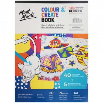 CRAFT COLOURING AND DRAWING BOOK A3 ï¿½ 30 COLOURED SHEETS + 5 BLANK SHEETS
