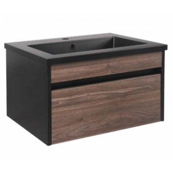 BIJIO WALL-HUNG CABINET VAGUE NOIRE SINGLE DRAWER WALNUT 600MM