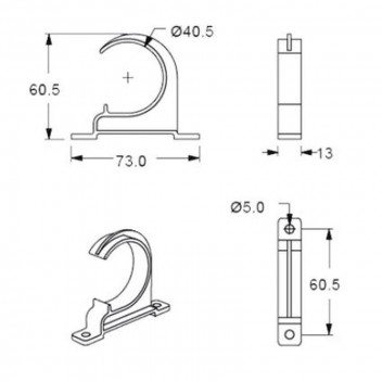 WHITE PVC HOLDERBAT 40MM