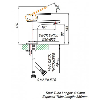 SHORE STD BASIN MIXER 90MM.