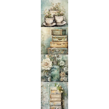 DECOUPAGE VINTAGE GREEN SET 4PP 4XBLOCKS