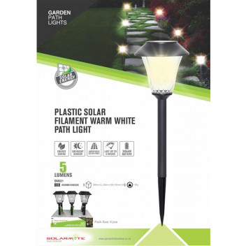 SOLARMATE WARM WHITE PLASTIC FILAMENT PATH LIGHT 5 LUMENS