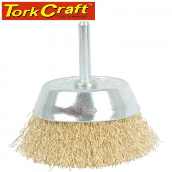 TORK CRAFT WIRE CUP BRUSH SHAFT BLISTER 75MMX6MM