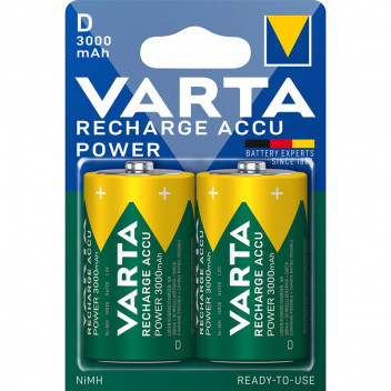 VARTA RECHARGEABLE BATTERY D3000MAH 2 PER PACK