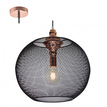 EUROLUX 1XE27 MATT BLACK COPPER MESH PENDANT LIGHT 475MM