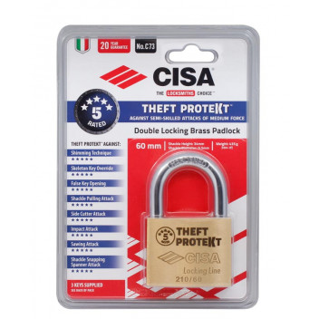 PADLOCK 60MM 2PP KEYED ALIKE 2101060KX2BLST THEFT PROTEKT  CISA