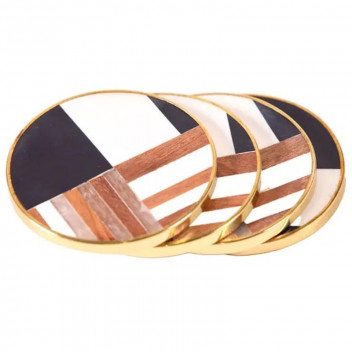 WOOD AND RESIN INLAY COASTER 4PIECE