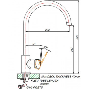 SINK MIXER SPRING - BLACK SINGLE HOLE.