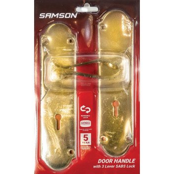 BOLTFIX SABS SCROLL VICTORIAN LOCKSET BRASS PLATED 8INCH SAMSON.