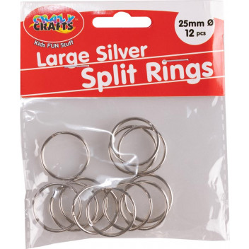 CRAFT SPLIT RING SILVER 12 PIECE 2.5CM