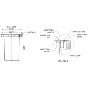 FRANKE BIN INSERT AND SYNTHETIC 12LT CONTAINER