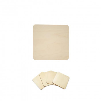WOOD SQUARE COASTER 10CM 4PIECE