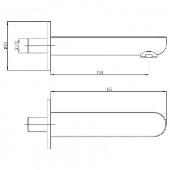 COBRA BATH SPOUT WITHOUT DIVERTER 140MM