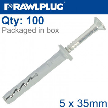 HAMMER IN FIXING CYLINDER HEAD 5X35MM TUB 100PIECE