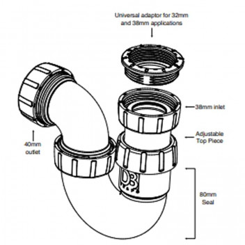DUTTON P/TRAP BASIN 1.25 BSP 32 X 38MM