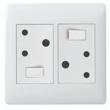 LEGRAND YSALIS WHITE DOUBLE SWITCH SOCKET 100X100MM