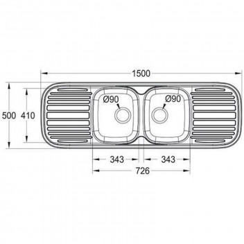 FRANKE QUINLINE DOUBLE CENTRE BOWL INSET INC.WASTE 1500X460MM