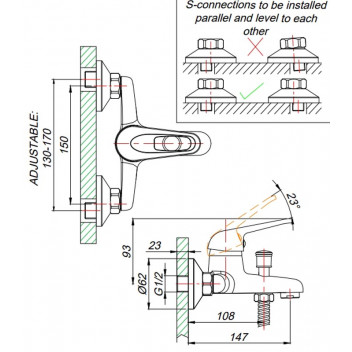 BATH MIXER MIXED - LOOP STD OFFSET.